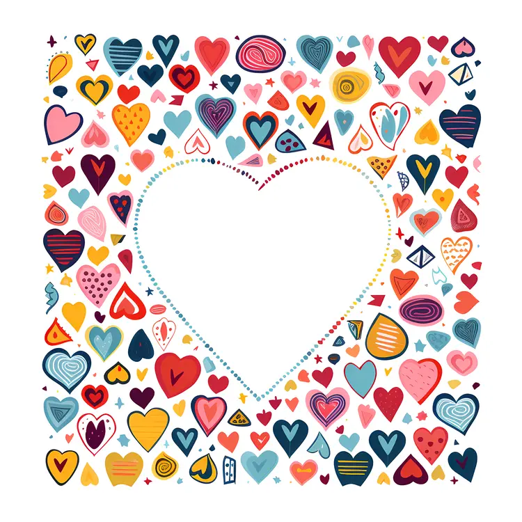 Heart Frame with Colorful Hearts for Valentine's Day