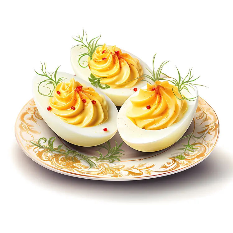 Tasty Deviled Eggs on a Decorative Plate