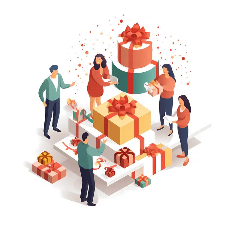 People Wrapping Christmas Gifts