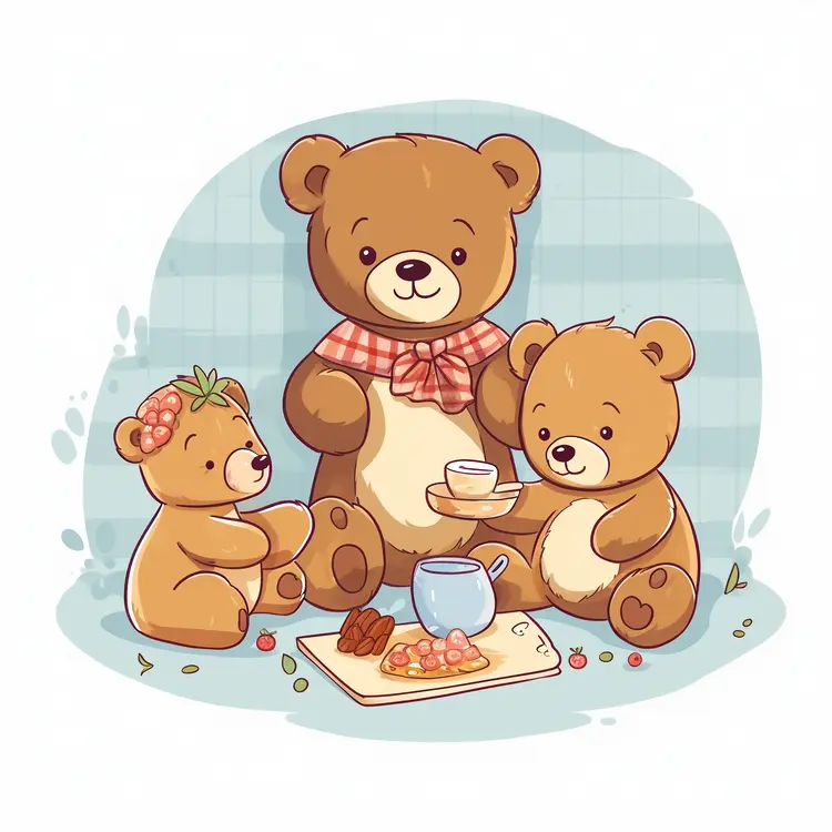 Cute Bears Having a Picnic