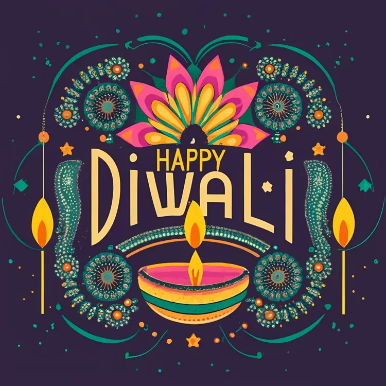 Happy Diwali with Decorative Lamps