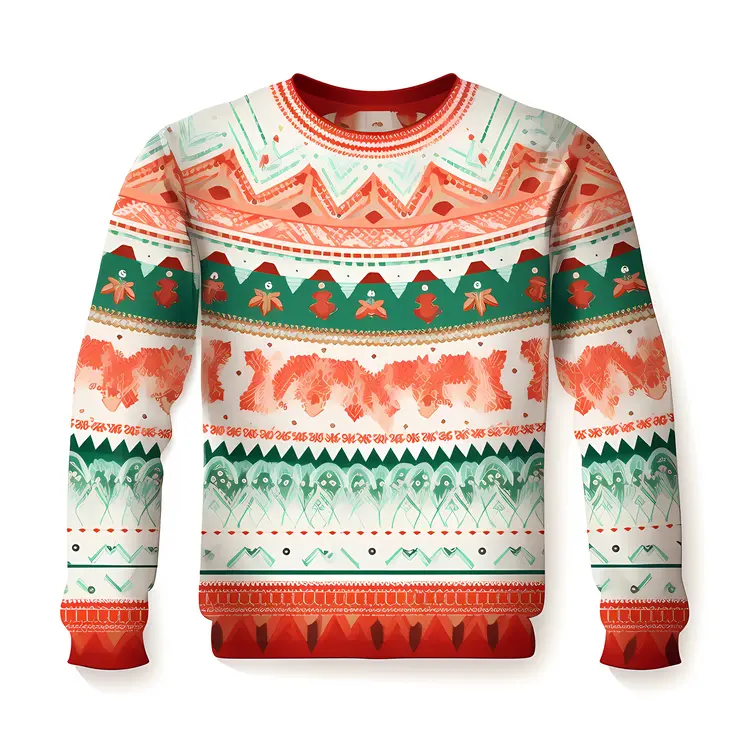 Festive Christmas Sweater with Holiday Patterns