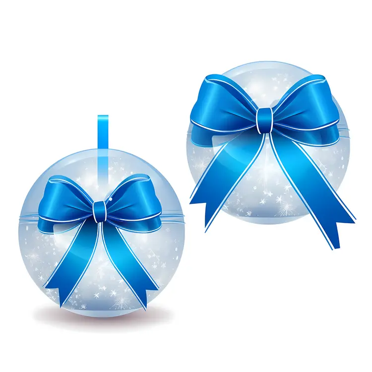 Beautiful Christmas Ornaments with Blue Ribbons