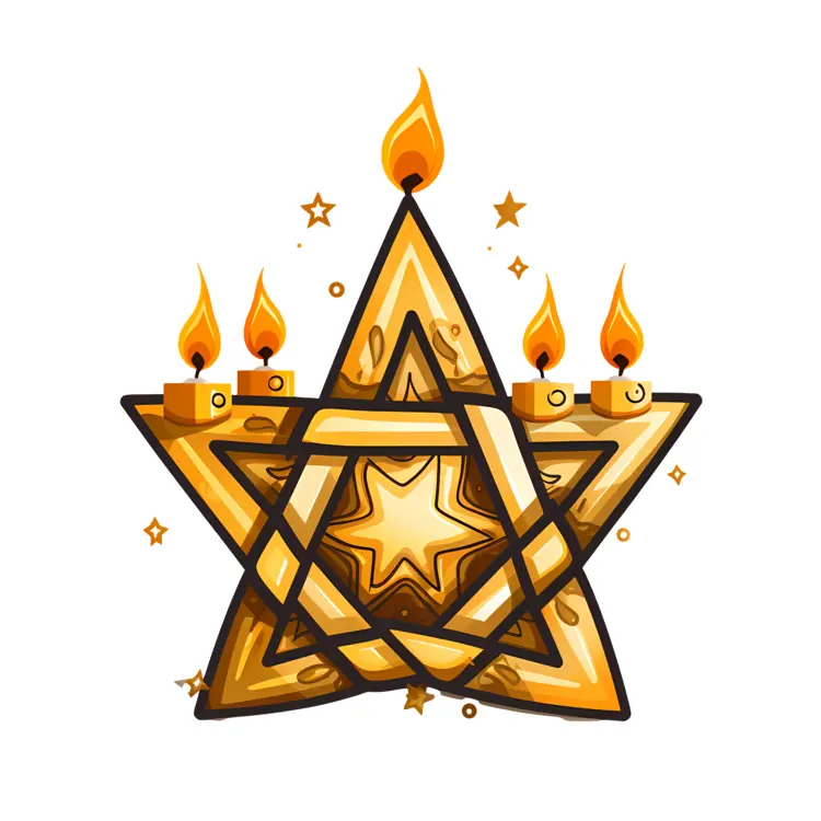 Golden Star of David with Candles for Hanukkah