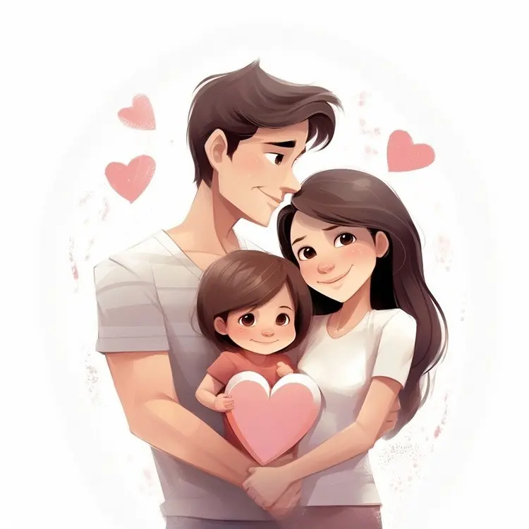 Happy Family with Heart