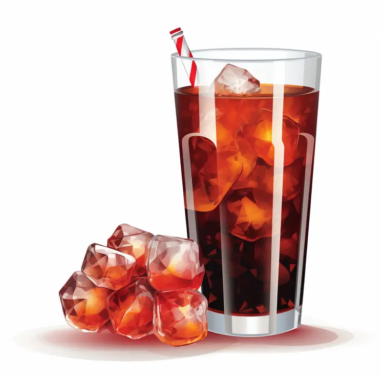 Refreshing Iced Drink with Straw and Ice Cubes