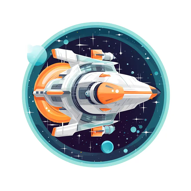 Cartoon Spaceship in Outer Space