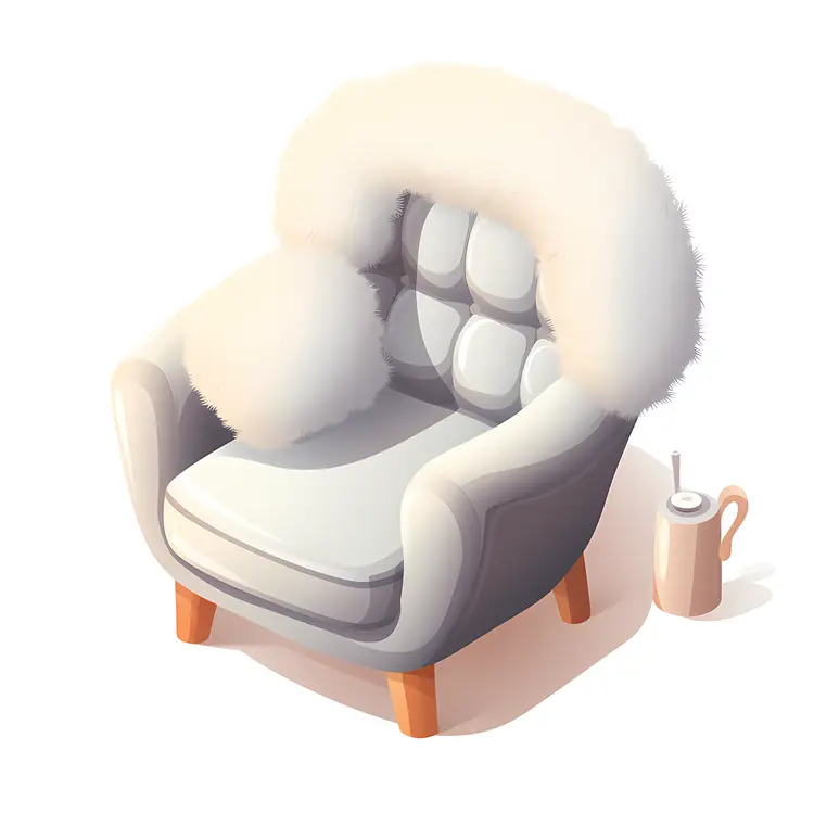 Furry Armchair with Cushion and Drink