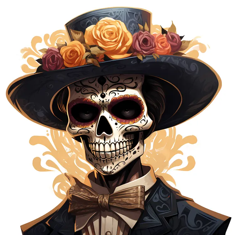 Skeleton with Hat for Day of the Dead