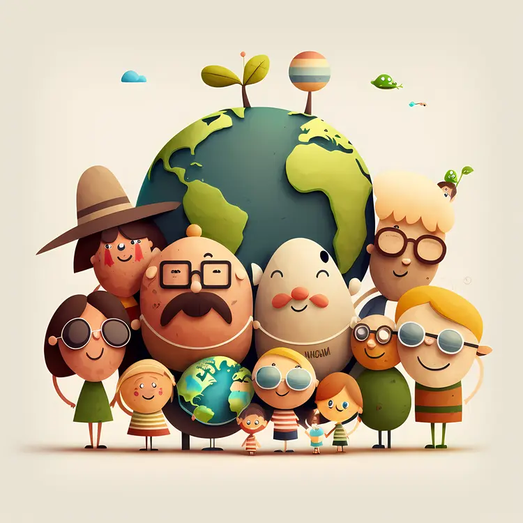 Diverse Group of People Around Earth