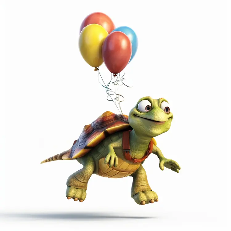 Turtle Flying with Balloons