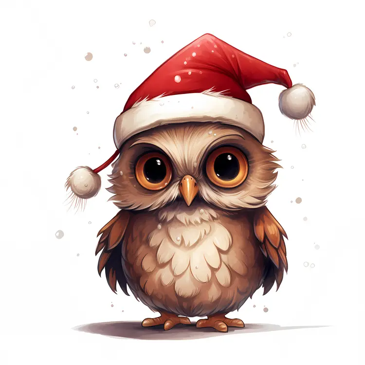 Owl with Santa Hat for Christmas