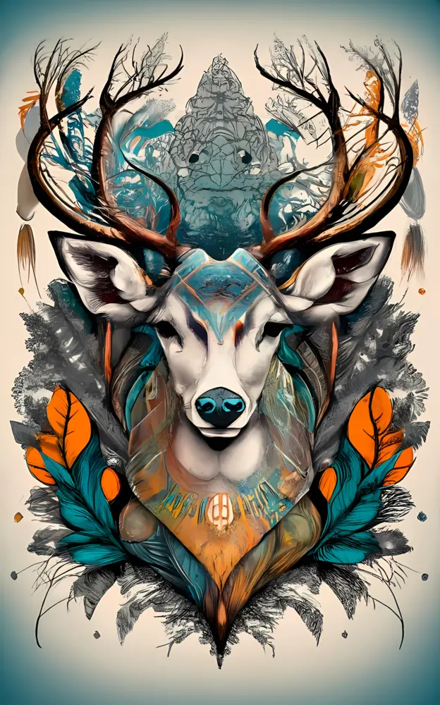 Colorful Deer with Artistic Background
