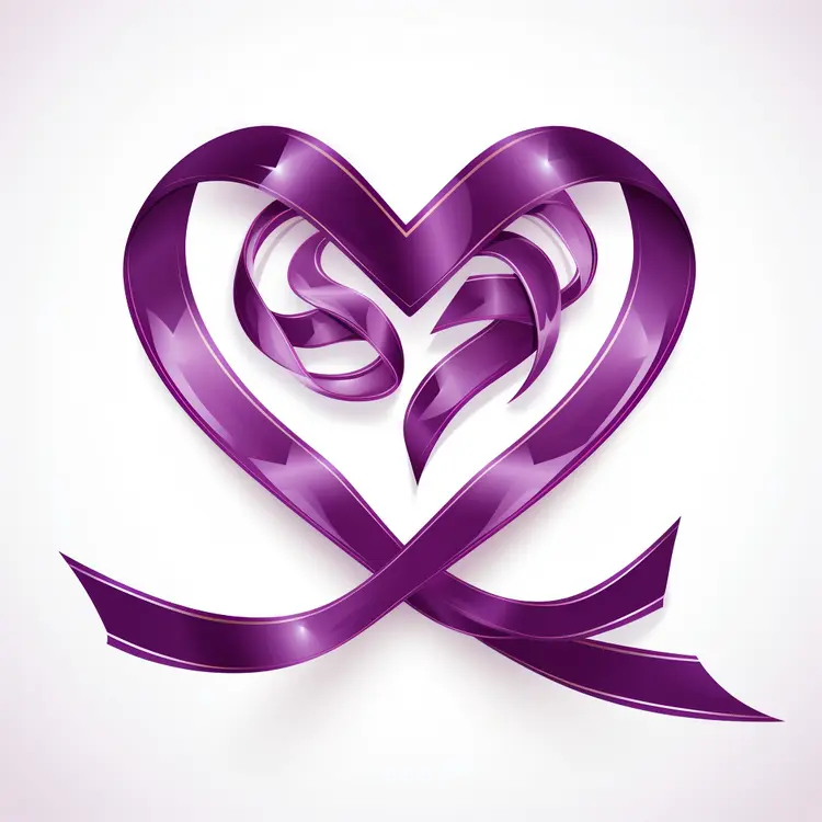 Purple Ribbon Heart Shape for Valentine's Day