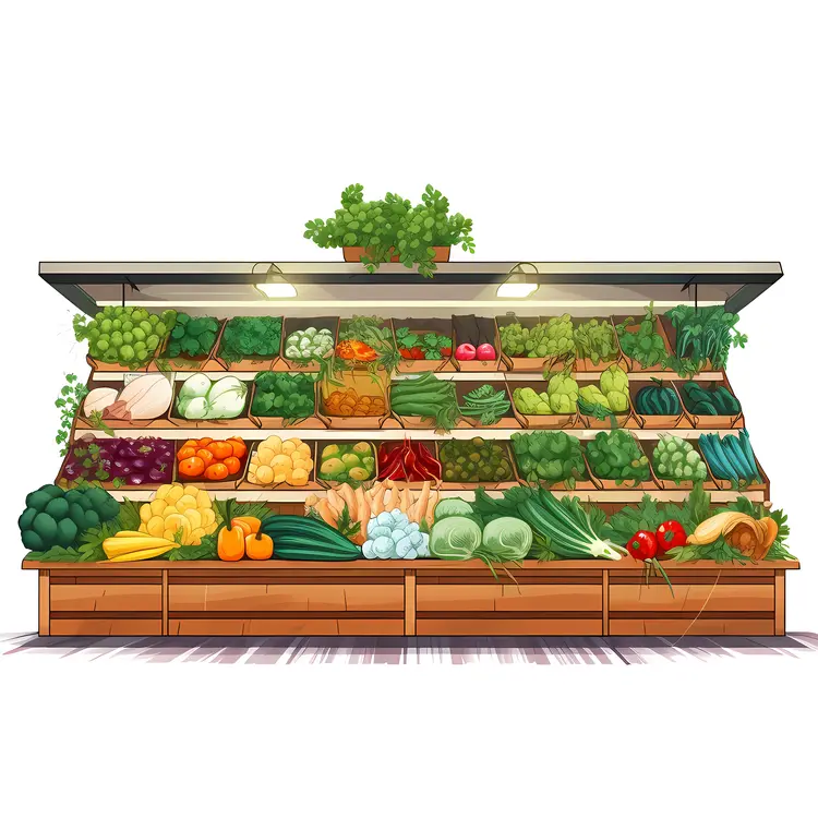 Colorful Vegetable Display at Grocery Store