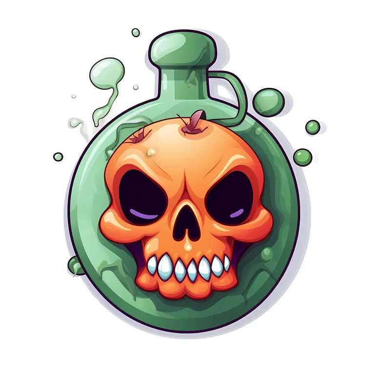 Spooky Green Poison Bottle with Skull for Halloween