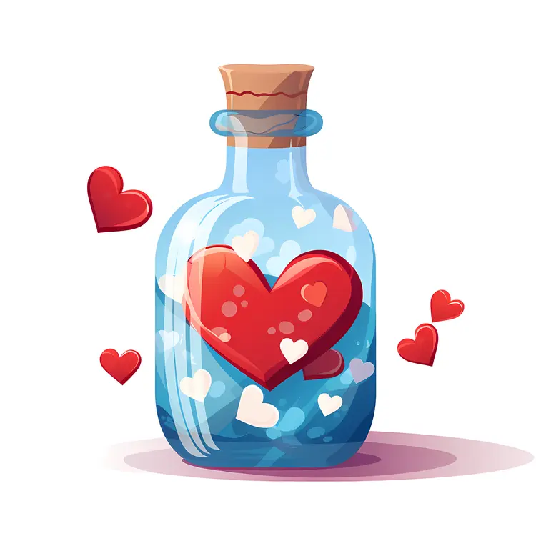 Heart in a Bottle with Floating Hearts