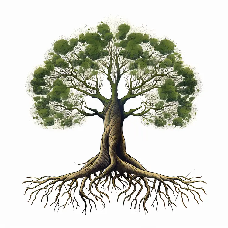 Beautiful Tree with Roots and Branches
