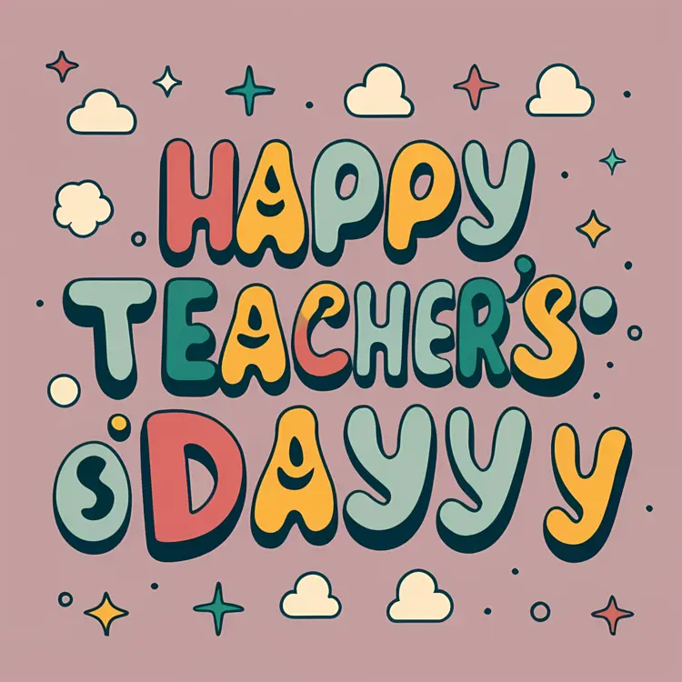 Happy Teacher's Day Text with Colorful Letters