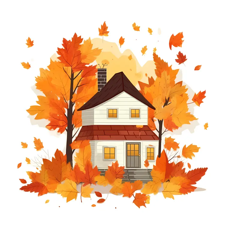 Small Cute Doodle House in Autumn