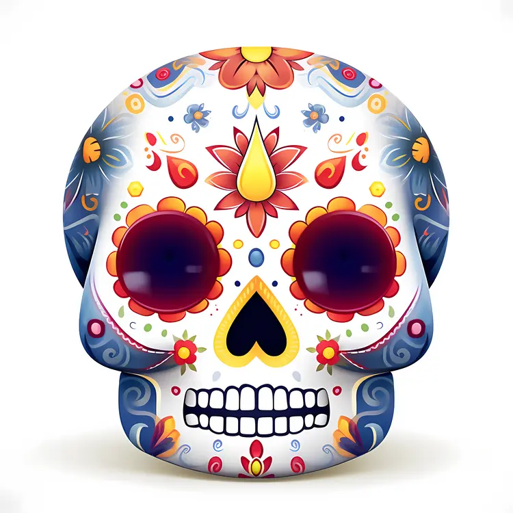 Colorful Floral Sugar Skull for Day of the Dead Celebration