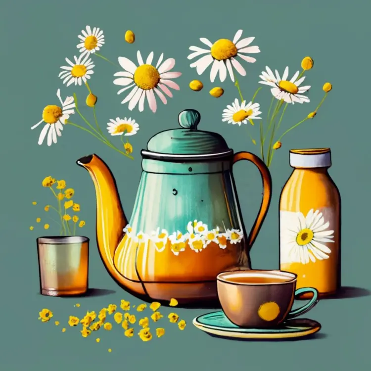 Chamomile Tea Pot with Flowers