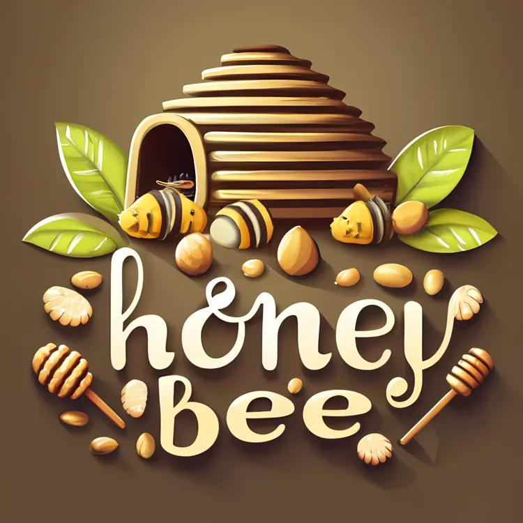 Honey Bee and Hive Illustration