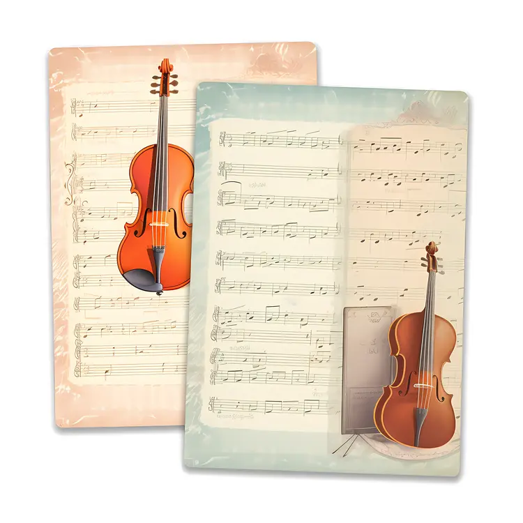 Beautiful Violin with Music Sheets