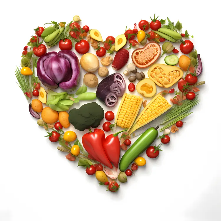 Heart-Shaped Arrangement of Colorful Vegetables