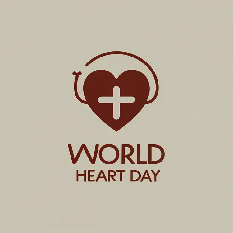 World Heart Day Symbol with Heart and Cross