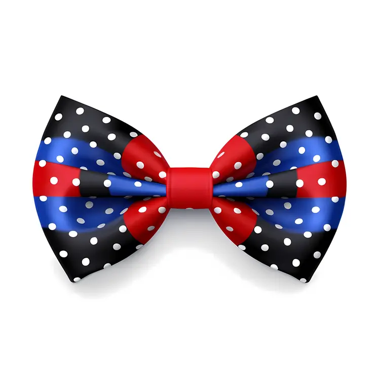 Stylish Black Bow Tie with Polka Dots and Stripes