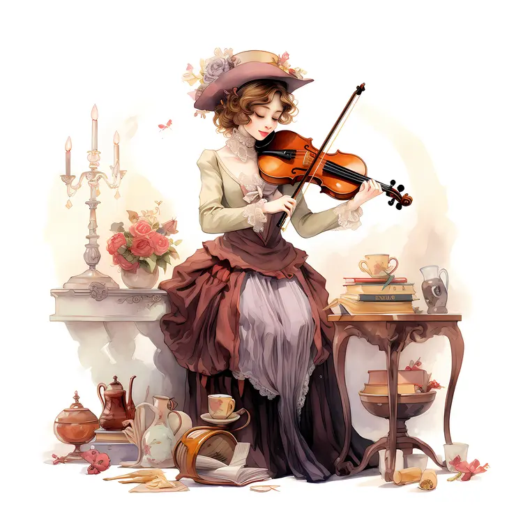 Vintage Woman Playing Violin