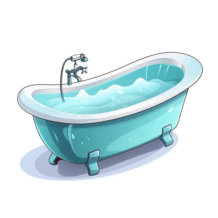 Blue Bathtub Filled with Water