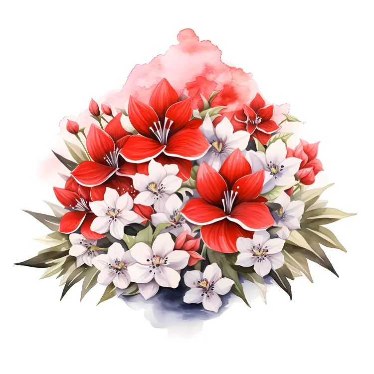 Lovely Red and White Floral Composition