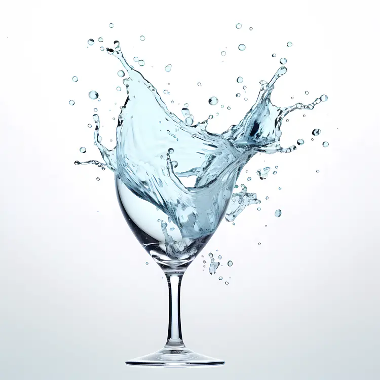 Clear Wine Glass with Water Splash