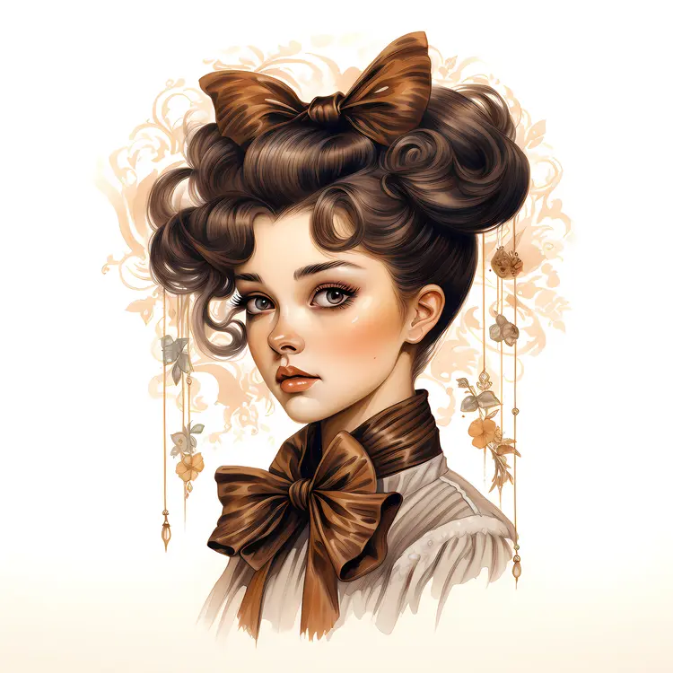 Woman with Elegant Brown Bow