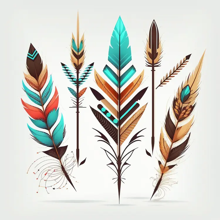 Colorful Patterned Feathers Illustration