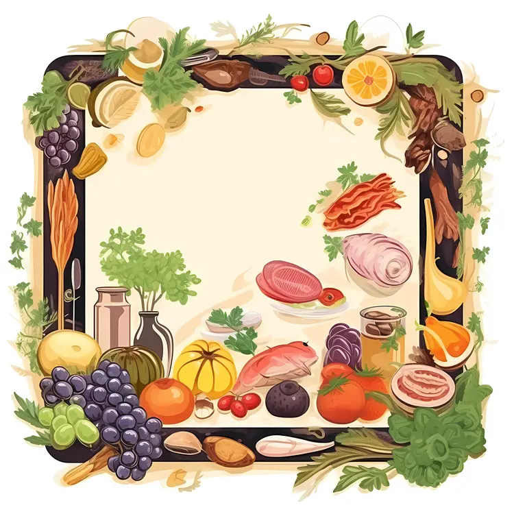 Colorful Food Border Illustration