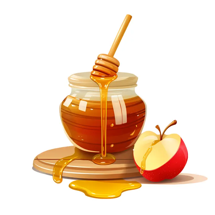 Honey Jar with Apple Slices