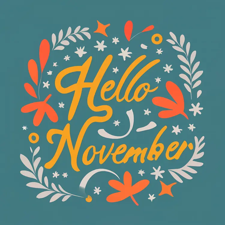Hello November with Floral Wreath