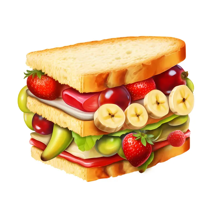 Colorful Fruit Sandwich Illustration