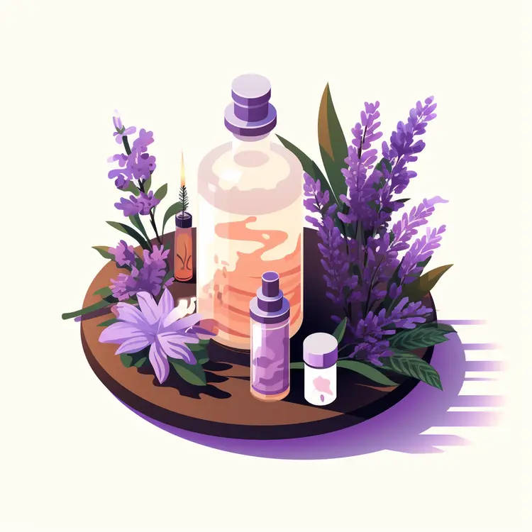Spa Items with Lavender and Candles