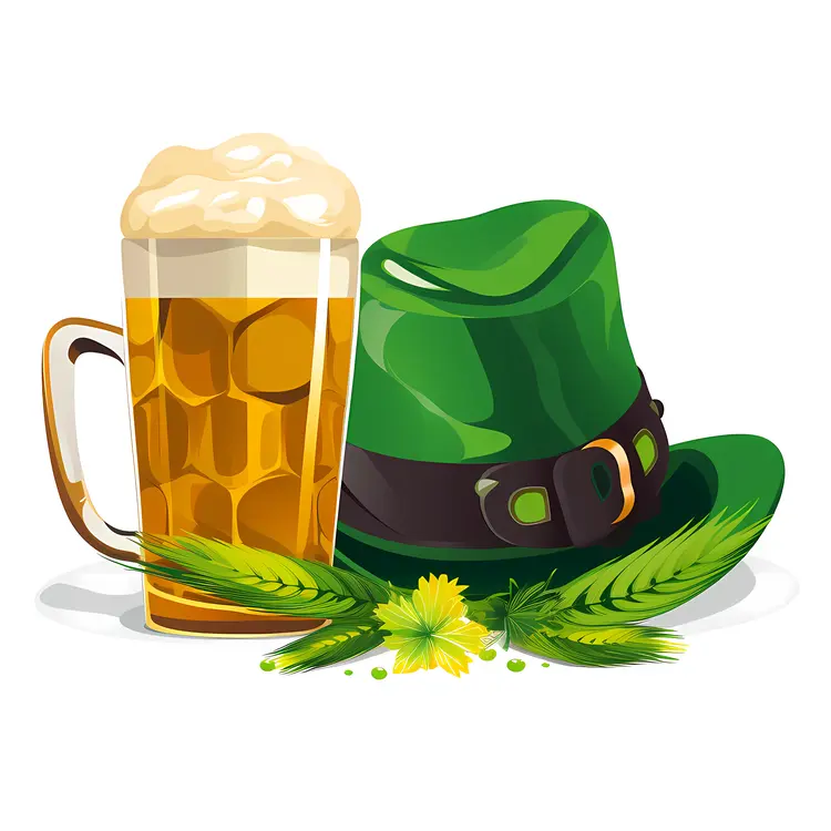 Beer and Green Hat for St. Patrick's Day Celebration