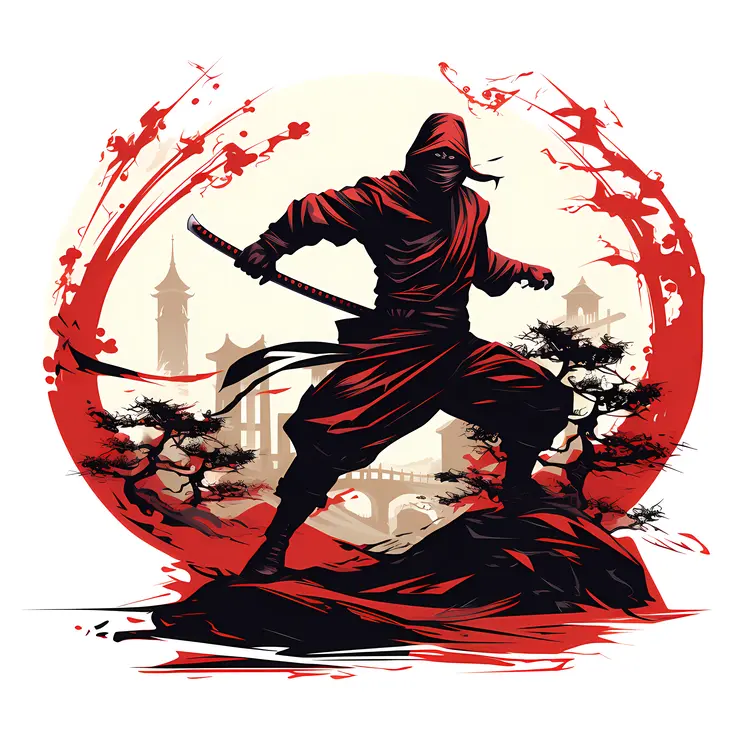 Ninja in Red Circle