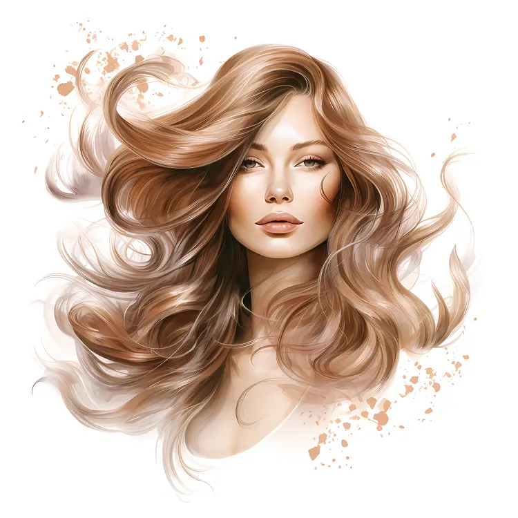 Elegant Woman with Flowing Hair Illustration