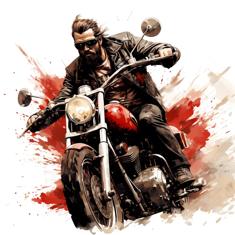 Motorcycle Rider with Red Background