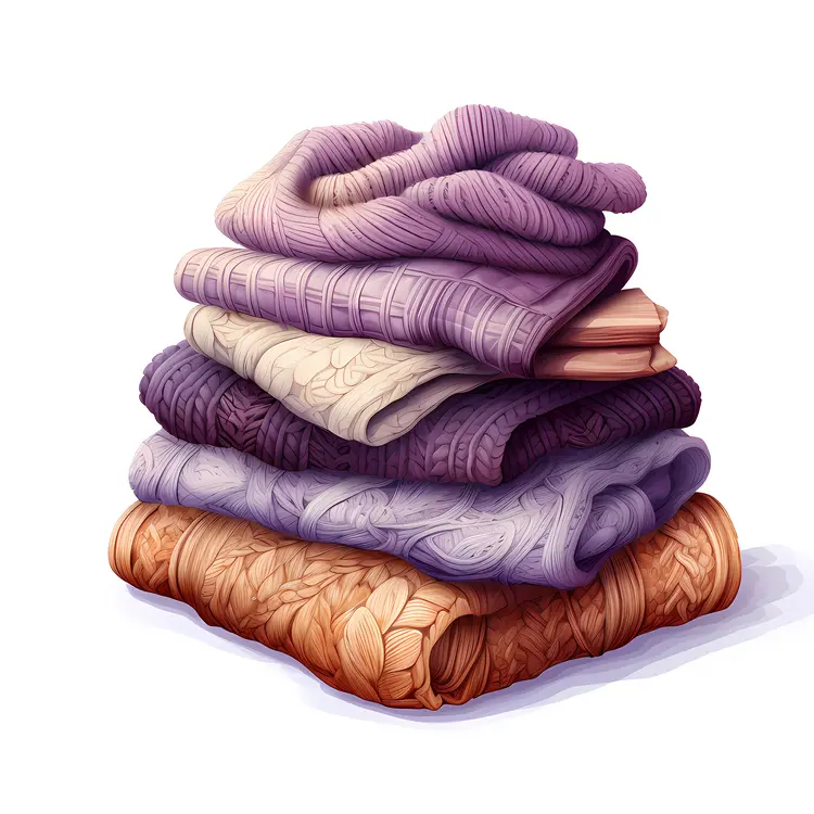 Stack of Purple and Brown Sweaters
