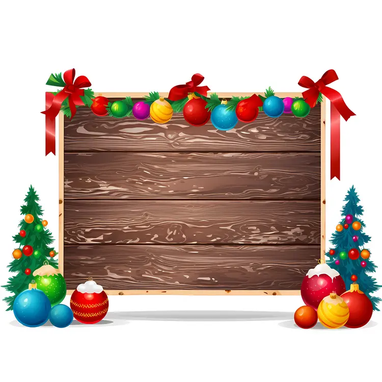 Christmas Wooden Sign with Decorations