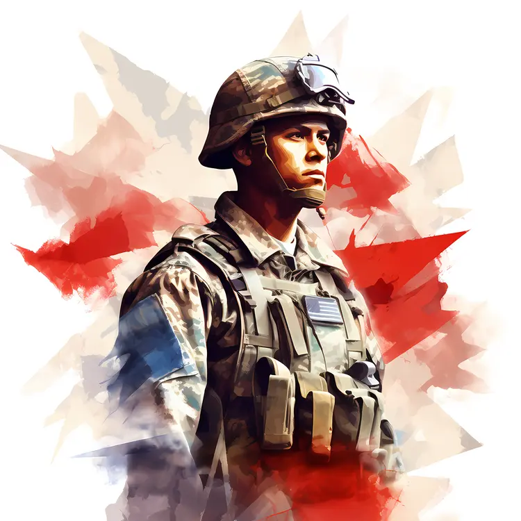 American Soldier in Uniform with Flag Background