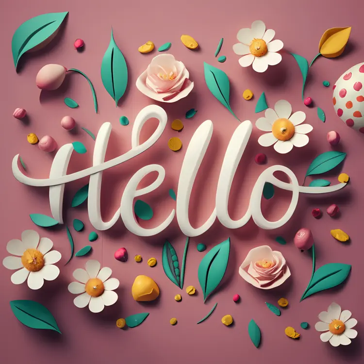 Hello with White and Pink Flowers